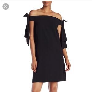 CECE Off Shoulder Black Mini Dress 2 Bow Detail Sheath NWT